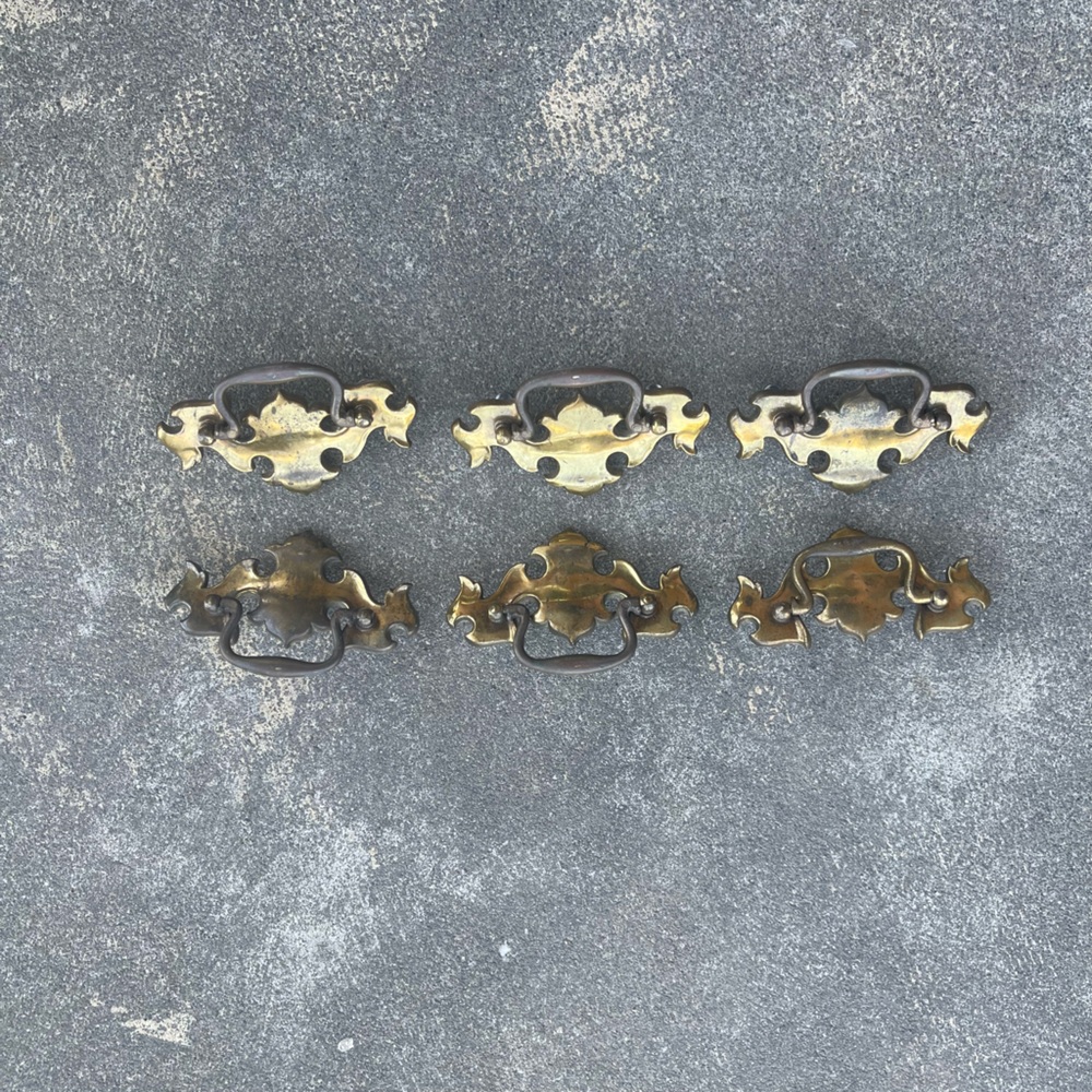 Vintage Brass Drawer Pulls | Traditional | 80s | marked on back
